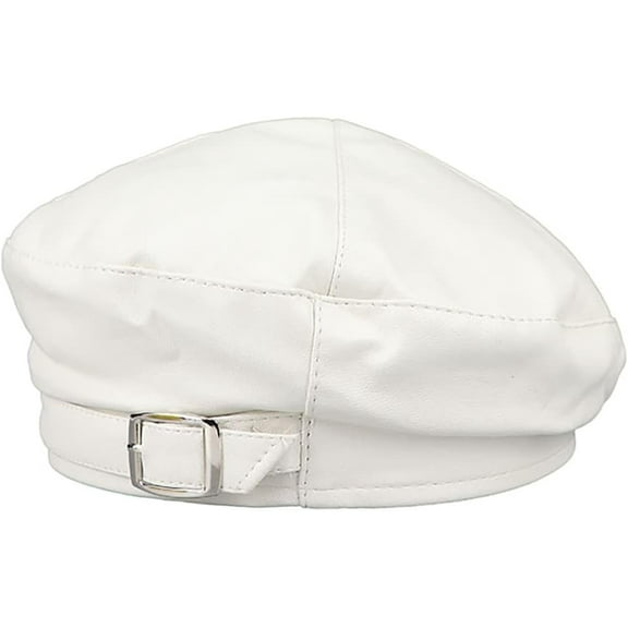 YooGuoGuo Lady's Soft PU Leather Strap Design On Front Beret Cap Painter Hat Women's Flat Cap