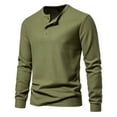 thumbnail image 1 of Camisa Henley de manga larga y cuello redondo para hombre: cuatro botones, mezcla de algodón, corte holgado, tallas S-XXL, para combinar en otoño/invierno, 1 of 4