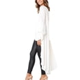 thumbnail image 7 of JustVH Women's Long Puff Sleeve High Low Asymmetrical Irregular Hem Casual Tops Blouse Shirt Dress, 7 of 7