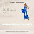 thumbnail image 7 of Eandarui Women’s One Shoulder Bodycon Jumpsuit Bell-Bottom Flare Sleeve Catsuits One Piece Bodysuits Royal Blue 16, 7 of 7