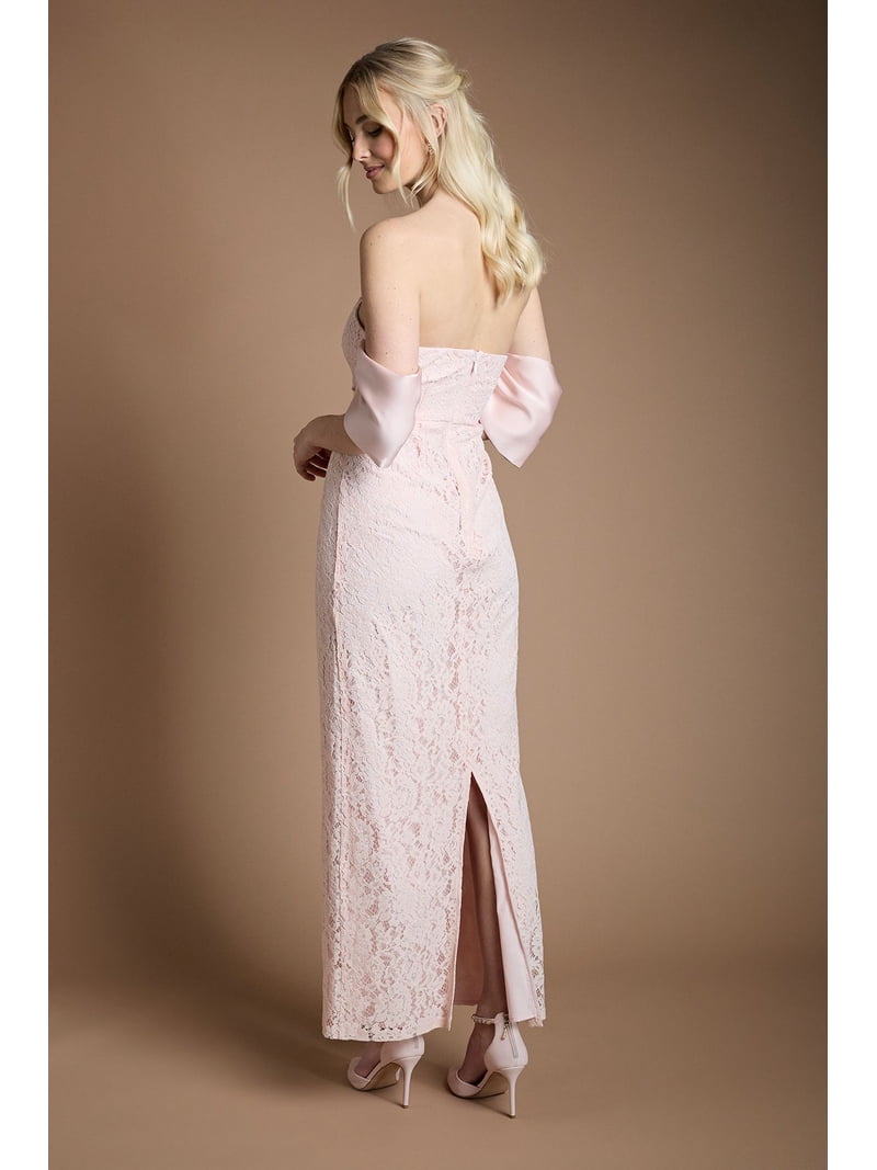 coast pink maxi dress Coast Women's Petite Pleated Mesh Printed Cape Maxi Dress With Gemstone in Pink