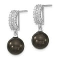 thumbnail image 2 of Sterling S Majestik Rh-pl 10-11mm Blk Imitat Shell Pearl & CZ Dangle Earrin; for Adults and Teens; for Women and Men, 2 of 3