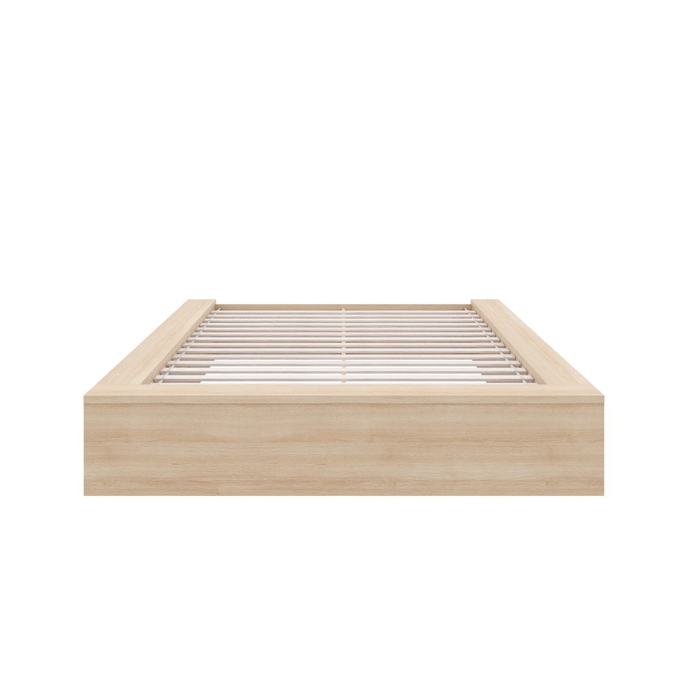 Nexera James King Size Platform Wood Bed Frame, Natural Blonde Oak