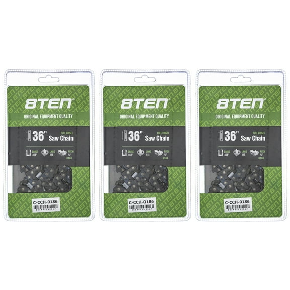 Full Chisel Chainsaw Chain 36 inch .058 3/8 115DL for Husqvarna 501842815 3 Pack 810-CCC2308H