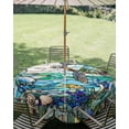 thumbnail image 3 of Outdoor Tablecloth with Umbrella Hole Zipper Stained Glass Sea Turtle Round Tablecloth 54" Waterproof Outside Table Cloth Summer Coastal Ocean Jellyfish Patio Table Cover Tablecloths for Picnic Party, 3 of 8