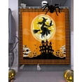 thumbnail image 3 of Shower Curtains for Bathroom-72"x84",Halloween Moon Witch Broom Haunted Castle Waterproof Bath Curtain Grommet Shower Curtain Set with Hooks,Horror Pumpkin Orange Plaid Washable Bath Accessories, 3 of 9