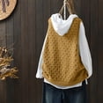 thumbnail image 4 of Delayuji Women's Knitted Sweater Vest Solid Color Hollow Pullover Vest Loose Casual Vest Womens Fashion Sweater Yellow, 4 of 7