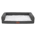 thumbnail image 4 of FurHaven Birch Faux Fur & Soft Faux Linen Modern Sofa Pet Bed, Charcoal, Medium, 4 of 10