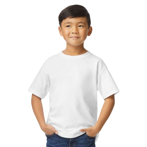 Gildan Youth Softstyle Midweight T-Shirt Short Sleeve Tee Shirts (White, L)