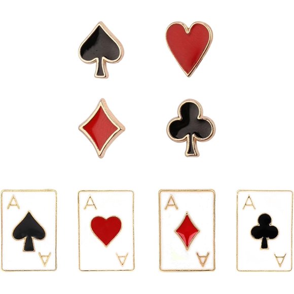 shiyou-4 pcs Playing Card Enamel Lapel Pin Poker Playing Hand Cards Brooch Pin Playing Cards Brooch