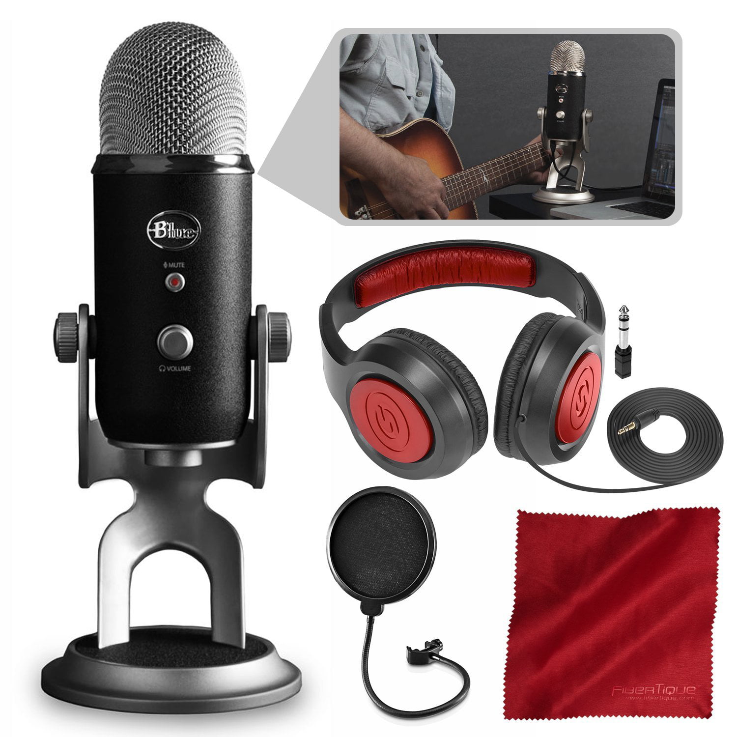 Blue Yeti Pro Studio All In One Pro Studio Vocal System W Recording Software And Samson Closed Back Headphones Accessory Bundle Walmart Com Walmart Com