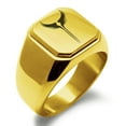 thumbnail image 1 of Stainless Steel Rise of the Valkyrie Engraved Square Flat Top Biker Style Polished Ring, 1 of 1