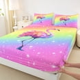 thumbnail image 3 of Feelyou Cute Pink Flamingo Full Size Sheets, Fashion Rainbow Artwork Bed Sheets, Teens Kids Boys Girls Sheet Sets, Ultra Soft Bedroom Decor, 4 Pieces, 3 of 7