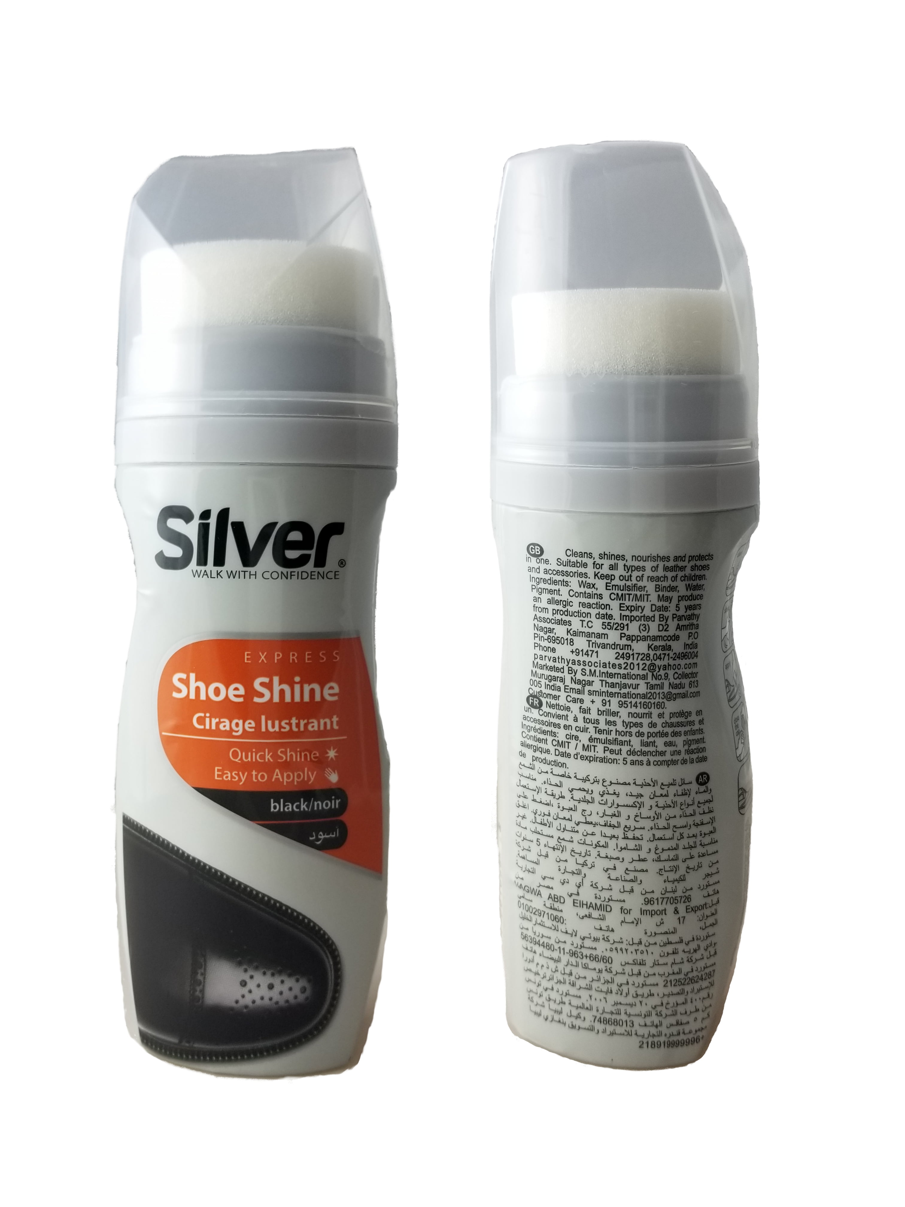 Silver Express Shoe Shine Sponge - Instant Shine Shoe Polish for Shoes, Boots & More - Quick and Easy Shoe Shiner - 6ml