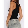 thumbnail image 6 of Women'S V Neck Tank Tops Summer Sleeveless Ribbed Button Casual Henley Shirts Black XL, 6 of 8