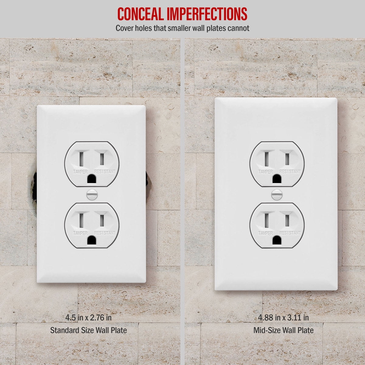 ENERLITES Decorator Wall Plate, Light Switch / Receptacle Outlet Cover, Gloss Finish, Mid-Size 1-Gang, Polycarbonate Thermoplastic, UL Listed, White (20 Pack)