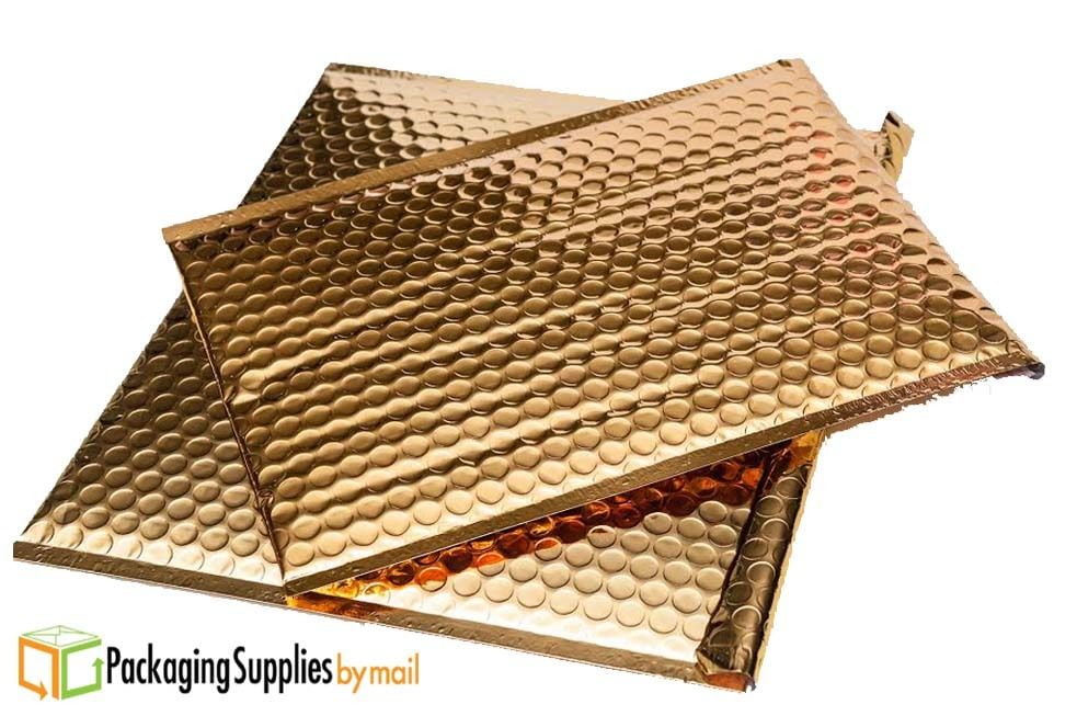 Metallic Bubble Mailers, Gold Color 