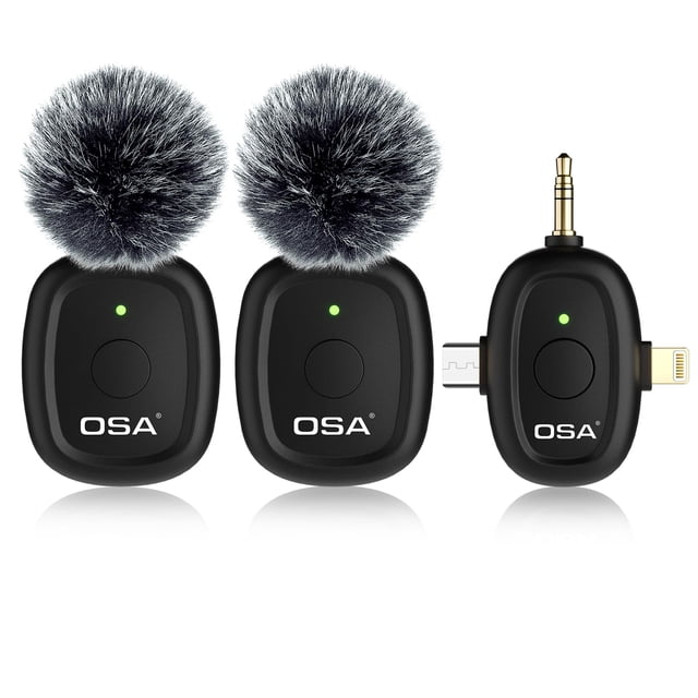 Micrófono Lavalier inalámbrico OSA 3 en 1 para iPhone/Android