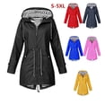 thumbnail image 2 of 1 unidad de abrigo impermeable para exteriores para mujer, chaqueta impermeable con cremallera larga para otoño e invierno, chaqueta impermeable para mujer, cazadora con capucha, prendas de vestir, 2 of 5