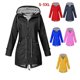 thumbnail image 2 of 1 unidad de abrigo impermeable para exteriores para mujer, chaqueta impermeable con cremallera larga para otoño e invierno, chaqueta impermeable para mujer, cazadora con capucha, prendas de vestir, 2 of 5