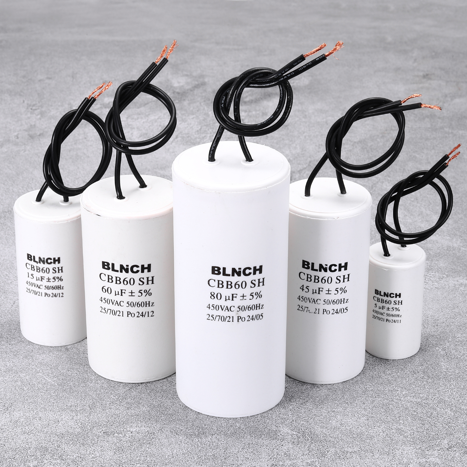 Uxcell CBB60 Running Capacitor, 70uF 450V 2 Wire Electric Air Compressor Motor Run Starting Capacitor for Washing Machine, Refrigerator, Air Conditioner, White