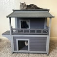 thumbnail image 5 of Aivituvin Outdoor Cat House Weatherproof, Feral Kitty House Cats Enclosure with Balcony, Wooden Kitty Shelter Waterproof, 5 of 7