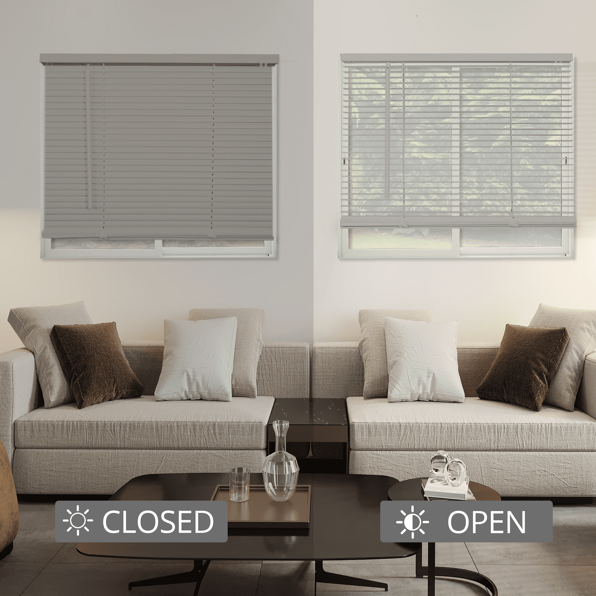 Chicology 38.5"W x 84"H Gray Cordless Vinyl Mini Window Blinds 1" Slats
