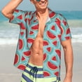 thumbnail image 7 of Pofeuu Watermelon Print Hawaiian Shirt for Men Sleeves Casual Button Down Summer Beach Dress Shirts T-Shirts,X-Large, 7 of 7