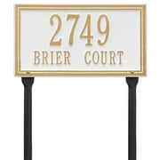 Double Line Plaque - Standard Lawn - Two Line - White with Gold Letters