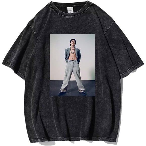 Jungkook T-Shirt Seven 7 Album Merch Vintage Distressed Decolor Dirty-Liked Cotton Black Loose Tee
