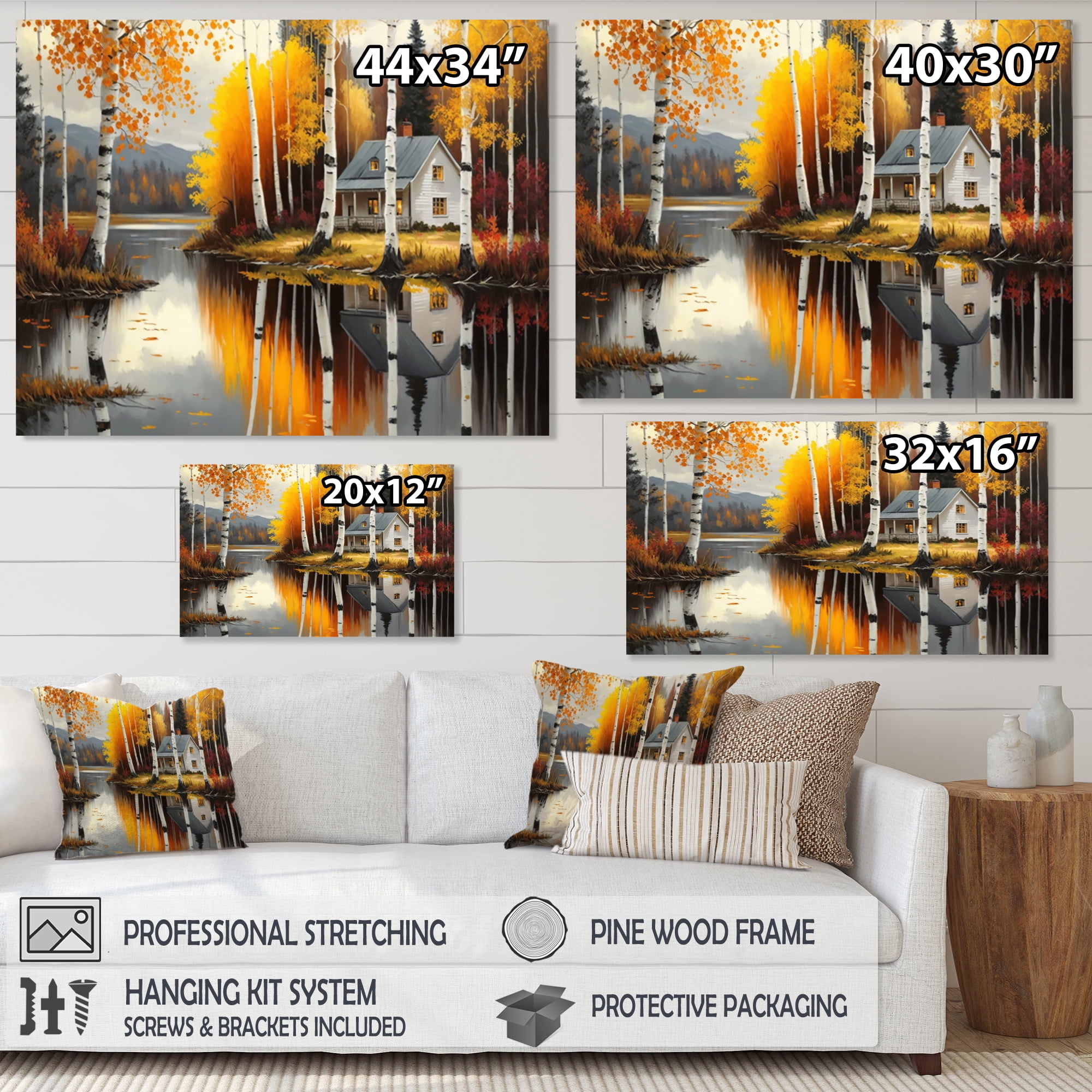 Designart Cabin By The Lake In Summer IV Canvas Wall Art