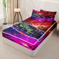 thumbnail image 2 of Manfei Sports Car Zipper Full Size Comforter Sets with Fitted Sheet and 2 Pillowcases,Multicolor Lightning Zipper Bedding Set,Black Reversible,4pcs, 2 of 8