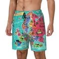 thumbnail image 2 of Balery Cartoon Map Of Europe Mens Swim Trunks Swim Shorts for Men Quick Dry Inseam Beach Shorts with Compression Liner Pocket-Large, 2 of 9