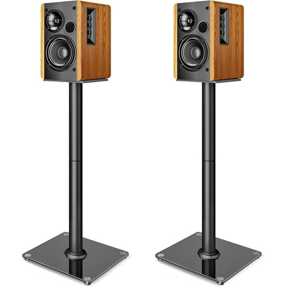 Speaker Stands Pair for Surround Sound,55 LBS Capacity,30.1 inch Floor Bookshlef Speaker Stands,Cable Management,Large Base,1 Pair,Black