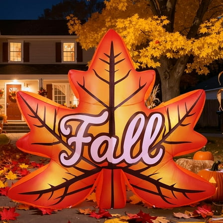 GOOSH Thanksgiving Inflatables 8.6 FT Wide Fall Maple Leaves Blow up, Inflatable Maple Leaf with Built-In LED Lights, Outdoor Thanksgiving Decorations for Thanksgiving Holiday Party