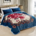 thumbnail image 2 of JML Soft Plush Fleece Blanket for Bed Queen 75"x87" 5lb,2 Ply Raschel Blanket Blue Flower, 2 of 7