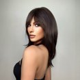thumbnail image 2 of BERON Black Brown Women Wigs Long Wig with Bangs 18 Inches Synthetic Wigs for Daily Use Wigs Wig Cap Included, 2 of 5
