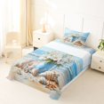 thumbnail image 5 of jejeloiu Coastal Floral Vase Twin Sheets,Seashell Beach Scene Bedding For Boys,Blue Beige,3 Pieces,1 Fitted Sheet and 1 Pillowcase, 5 of 6