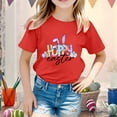 thumbnail image 2 of GDREDA Vêtements pour Filles, T-Shirt Graphique Mignon de Pâques, Col Rond, Manches Courtes, Été, Décontracté, Rouge, 6-7 Ans, 2 of 4