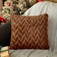 thumbnail image 6 of Embroidered 3D Leaf Throw Pillow Solid Color Sofa Bed Decor Lumbar Cushion - Removable Cover Office Home Accent Pillow(Coffee), 6 of 6