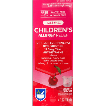 Rite AID Children's Allergy Relief Diphenhydramine HCI Oral Solution (12.5 mg) Cherry Flavor