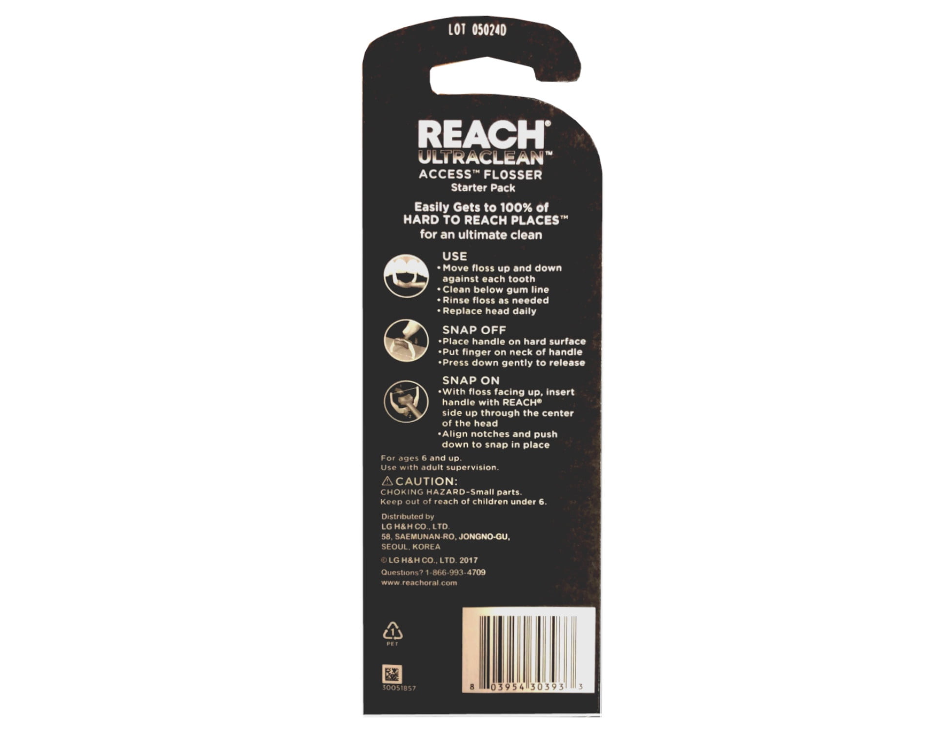 6 Pack - Reach Ultraclean Access Flosser with 8 Unflavored Dental Flosser Heads