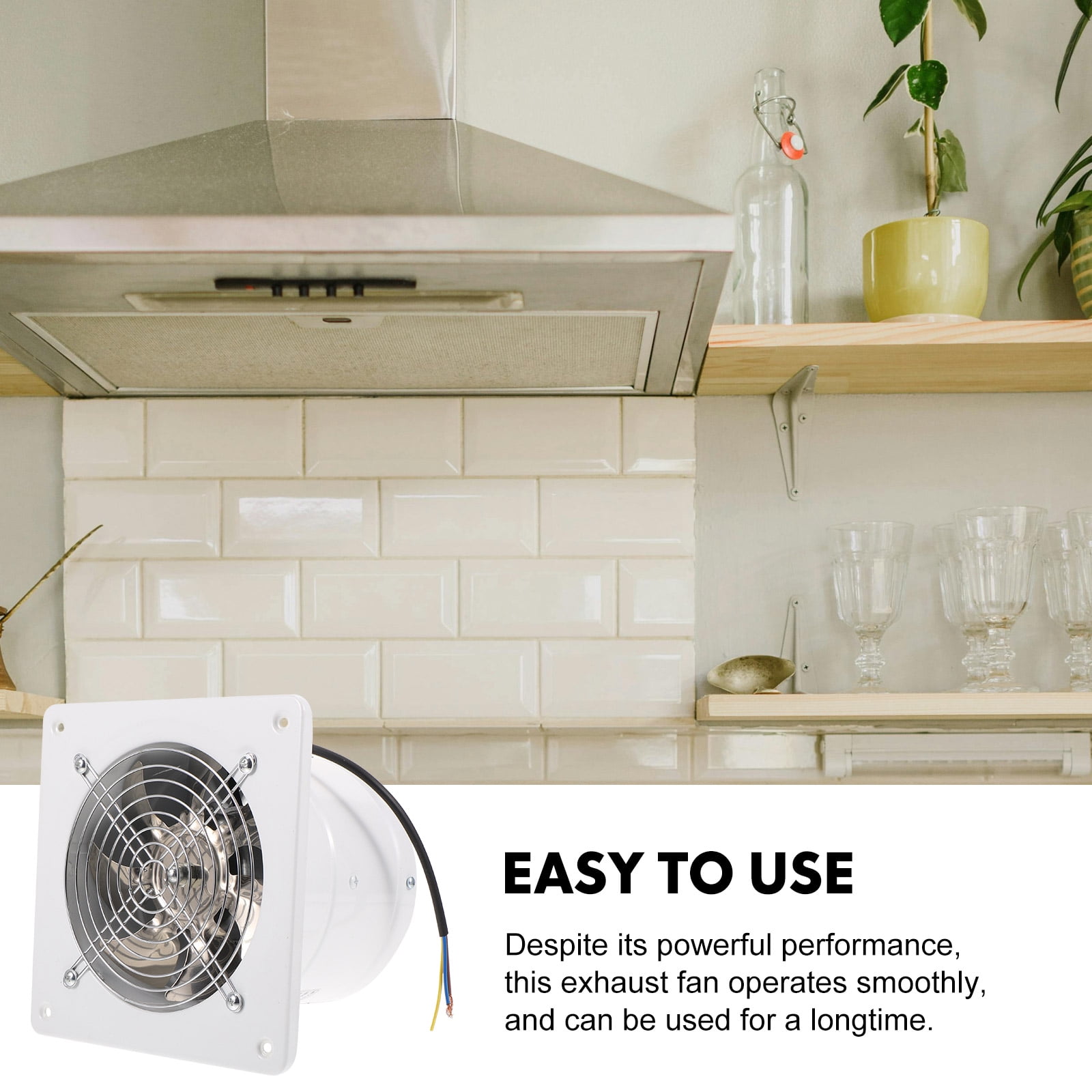 ELAYARD White Stainless Steel Exhaust Fan for Kitchen & Bathroom Ventilation, Quiet , Energy Efficient Design