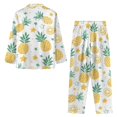 thumbnail image 6 of Garronmavis Hawaii Pineapple Womens Pajama Sets 2 Piece Pjs Long-Sleeved Button Down Sleepwear Cozy Lightweight Winter Nightwear Lounge Outfit, 6 of 7