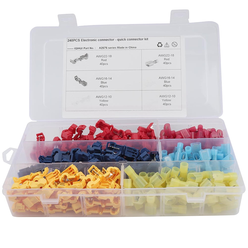 240pcs Selfstripping Electrical Fully Insulated Male Disconnects Kit