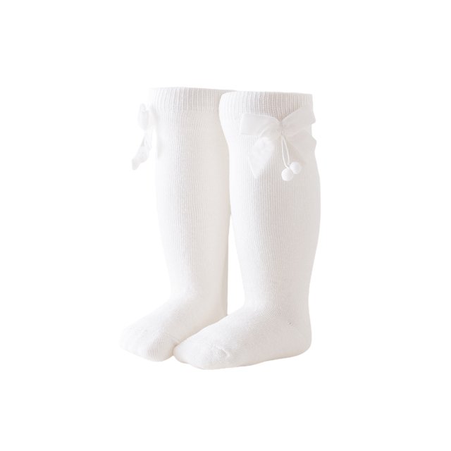 Diconna Bas Jusqu'aux Genoux pour Tout-Petits Automne en Velours avec Nœud Chaussettes Mi-Mollet