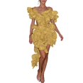thumbnail image 2 of adviicd Robes de Vacances pour Femmes Robe d'Été à Encolure Carrée Ligne A Fluide Courte Mini Robe de Plage Fête Jaune,S, 2 of 5