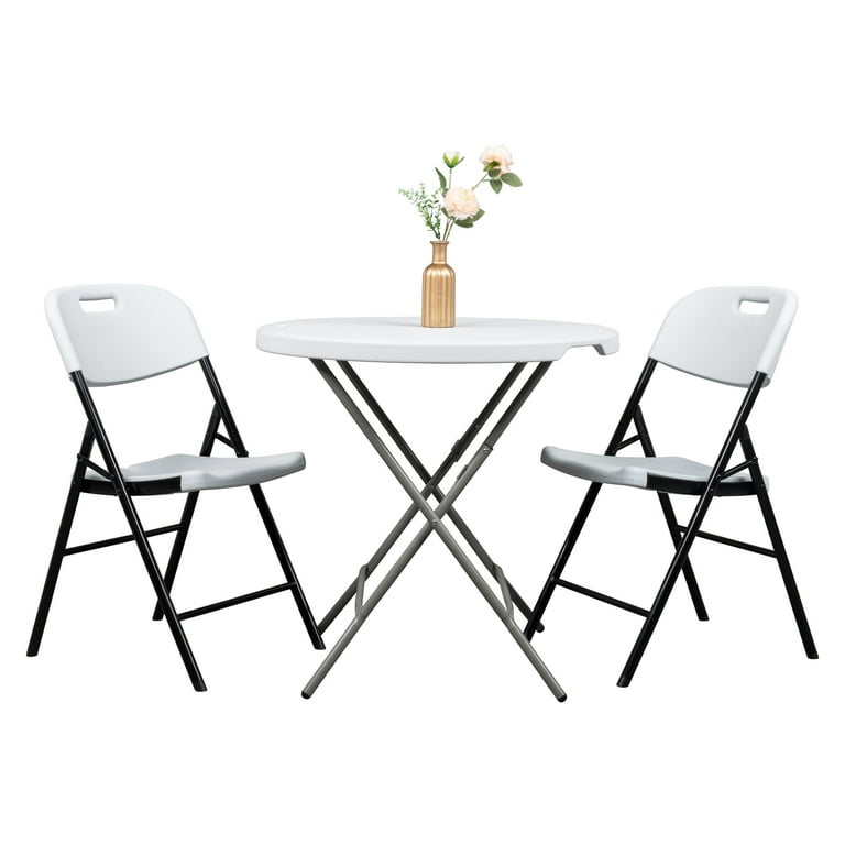White Folding Chairs Pack, Portable Stackable Foldable Chairs