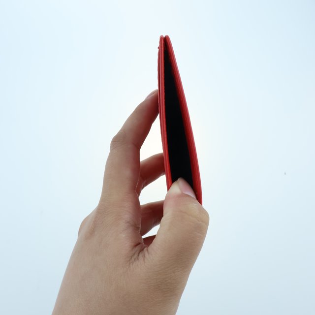 Cartera de cuero para hombre, hecha de PU y soporte, ultradelgada, minimalista, con protector de tarjetas, bolsillo frontal, funda para tarjetas de crédito, billetera para hombre (rojo)