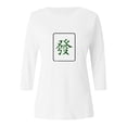 thumbnail image 4 of Womens Graphic T-shirts Half Sleeve Crewneck Mahjong Print Tee Summer Casual Tops White XXL, 4 of 4